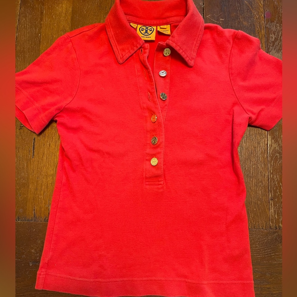 Tory Burch collared polo shirt with gold buttons